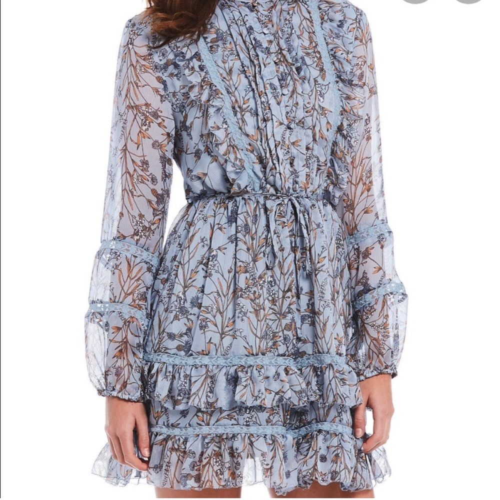 Chelsea & Violet Blue Floral Ruffle Mini Dress